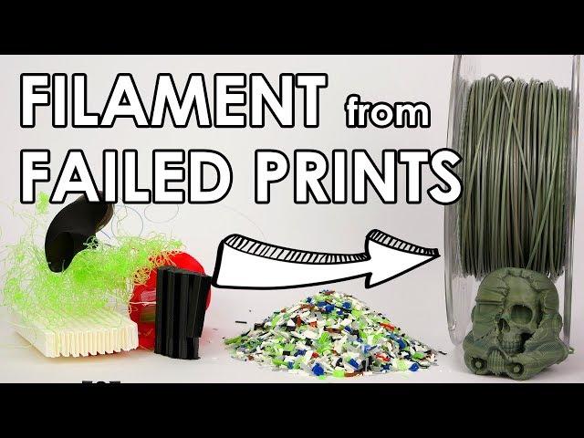 Recycle your failed 3D prints! Make new filament at home.