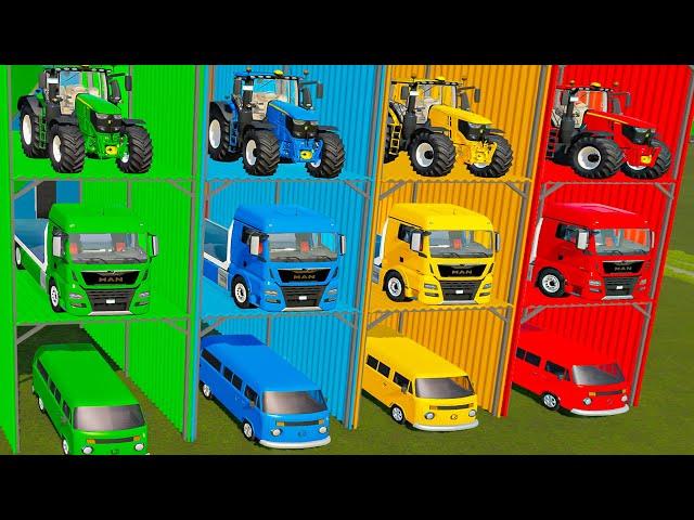 Garage Of Colors ! John Deere 6R Tractors Transport from Multi Storey Car Park! ! FS22