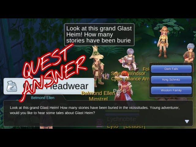 Belmond Ellen Ministrel Quest Answer - Glast Heim - Ragnarok M Eternal Love