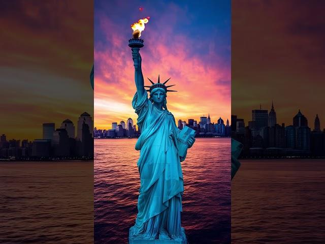 What If the Statue of Liberty Came Alive? #usa #statueofliberty #newyork #ai  #funny #fire #sunset