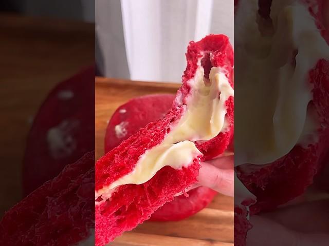 Red Velvet Bao Bun with Cream Cheese Filling #asmr