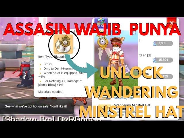 HOW TO UNLOCK + FARM CRAFT MATERIAL WANDERING MINSTREL HAT RAGNAROK MOBILE