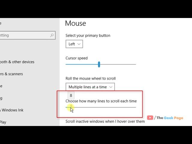 Change Mouse Scroll speed in Windows 10