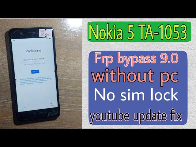 Nokia 5 frp bypass Android 9.0 without pc | nokia TA-1053 frp google account unlock in 2021