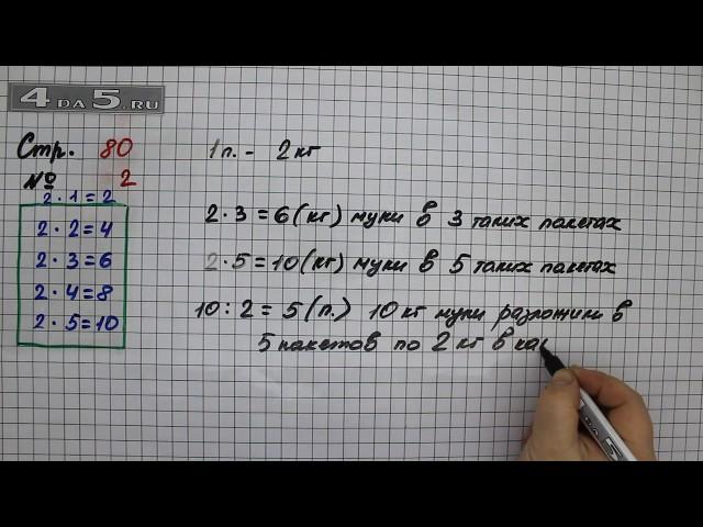 Страница 80 Задание 2 – Математика 2 класс Моро М.И. – Учебник Часть 2