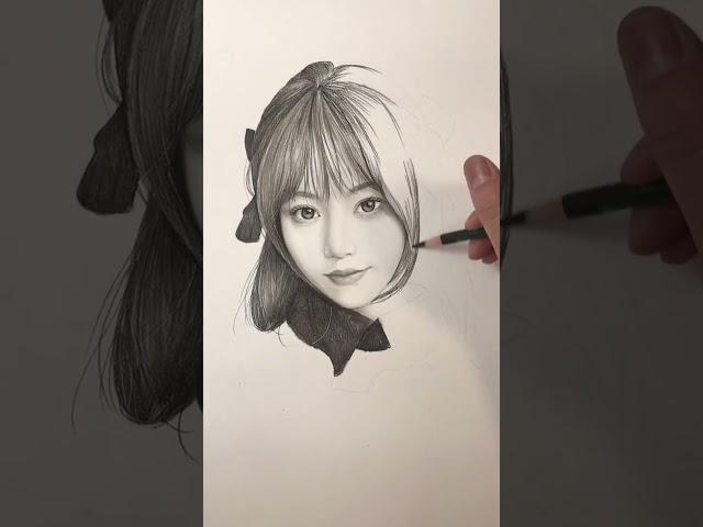 Hyper realistic girl portrait drawing  #drawing #realisticportraits  #art #pencilportrsit #reels