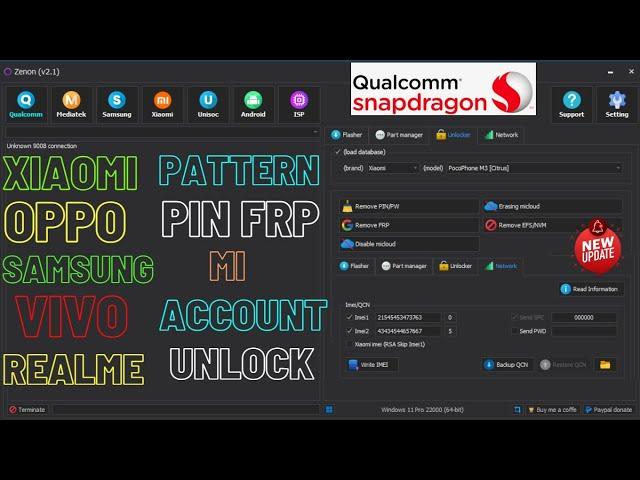 Zenon New Security Unlock Tool 2023,Oppo Vivo Xiaomi Realme Pattern Pin Frp Mi Account Unlock Tool