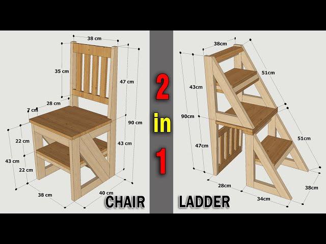 HOW TO MAKE A FOLDING LADDER CHAIR OF WOOD