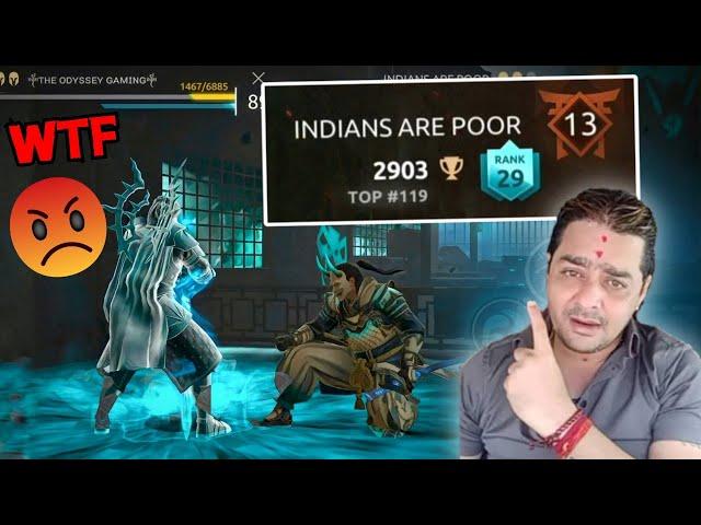 SHAMELESS PLAYER  Got humiliated for Disrespecting INDIANS || Shadow Fight 4 Arena