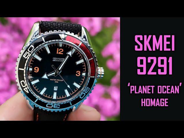 Skmei 9291 quartz watch "Seamaster Planet Ocean" homage review #skmei #gedmislaguna