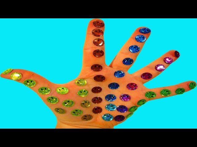 Learn colours with smiley Sing Song Family fingers Nursery Rhymes Colored emoticons Sticking a smile