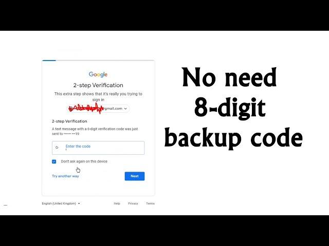 No 8-digit backup code | Login Gmail Account