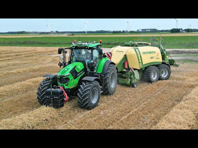 Pressing Straw Bales | Deutz-Fahr 7250 + Krone BiG Pack 1290 XC | Beekman | 2024