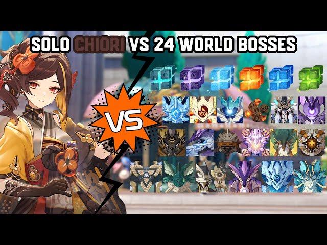 Solo C0 Chiori vs 24 World Bosses Without Food Buff | Genshin Impact