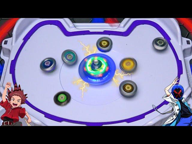 We made BEYBLADES battle against the INFINITE SPINNING TOP