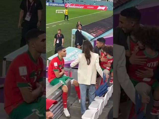 Achraf Hakimi with his family after Morocco's historic win over Spain