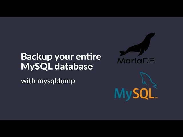 Backup MySQL database with mysqldump (from the command line)