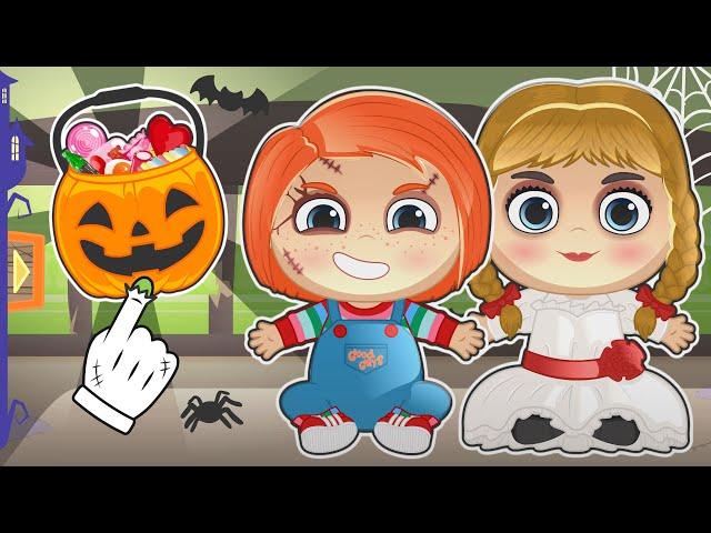 BABIES ALEX AND LILY  Dress up as Chucky and Annabelle  Best Halloween Costumes