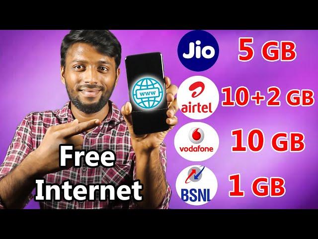 Free Internet Jio 5 GB, Airtel 10+2 GB, Vodafone 10 GB, Bsnl 1 GB | How To Get Free Internet 2020