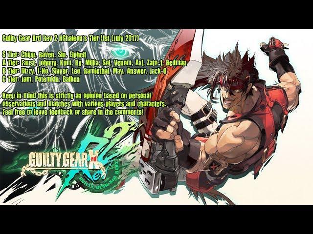 Guilty Gear Xrd Rev 2 Tier List by HGhaleon (July 2017)