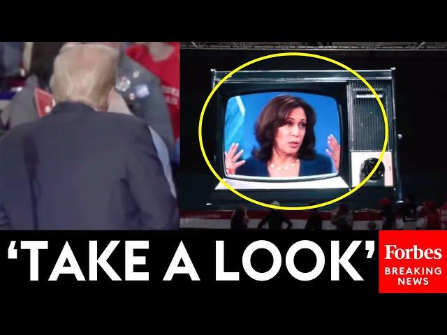 Trump Plays Supercut Of Kamala Harris Talking About Taxes On The Jumbotron At Pennsylvania Rally