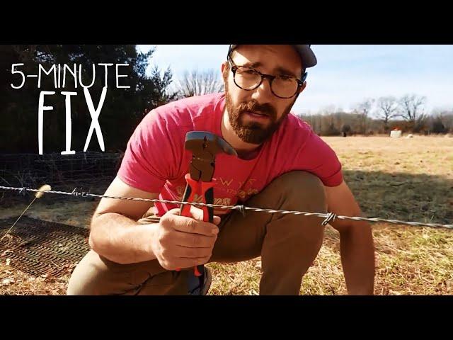 How to Fix a Barbed-Wire Fence with Fence Pliers only (and Without Come-Along)