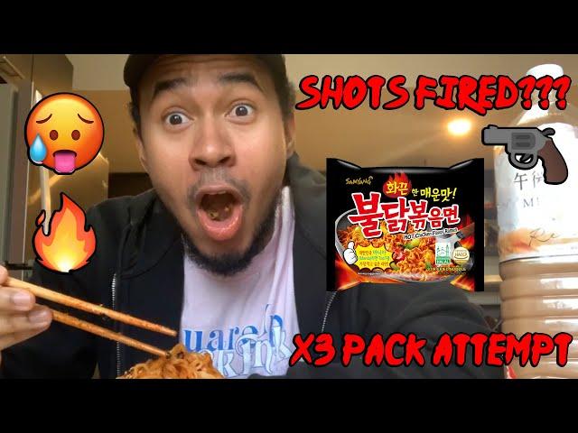 SHOTS FIRED DURING FIRE NOODLE CHALLENGE???  *Not even clickbait tbh*