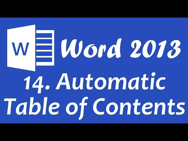 Microsoft Word 2013 - Automatic Table of Contents Tutorial