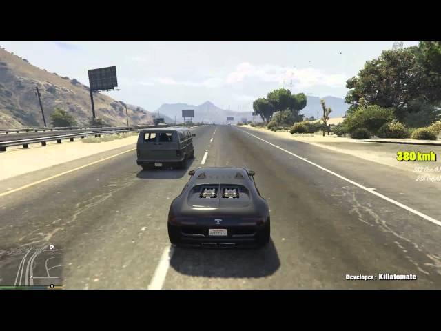 GTA V: Driving 415 kmh with Realistic Physics (Bugatti Veyron, Realistic Driving mod)