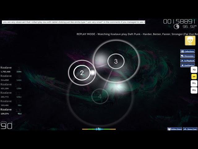 Osu! stars : 3,64. Harder, Better, Faster, Stronger - Daft Punk