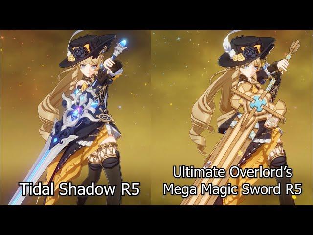 Navia Skill Damage Weapon Comparison - Tidal Shadow R5 & Ultimate Overlord's MMS | Genshin Impact