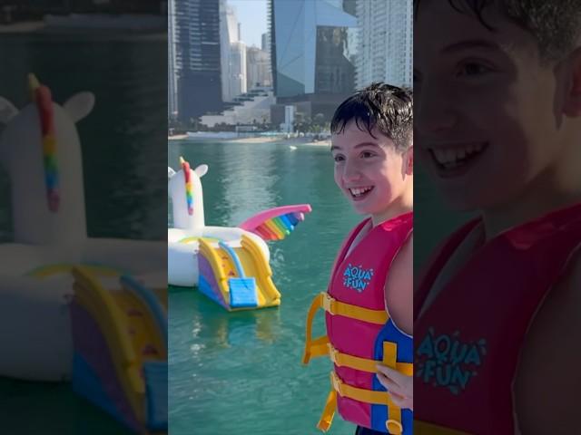 World's Largest Inflatable Waterpark ️ ️#oliverandlucas #dubai