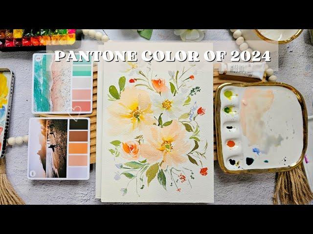 Pantone Color of 2024: Let's Paint Watercolor Flowers