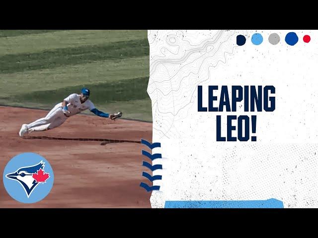 Leo Jiménez makes a diving stop to turn inning-ending double play!