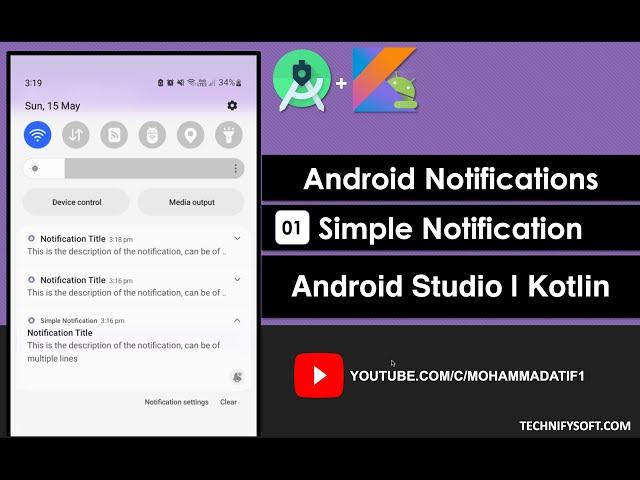 Android Notifications | Simple Notification |  Android Studio | Kotlin