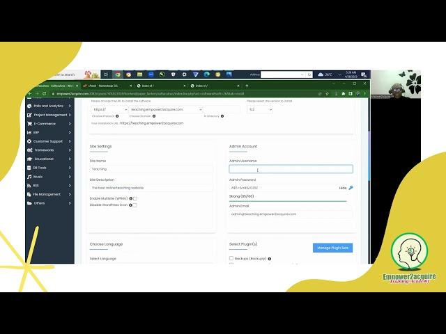 How to install worpress from control panel