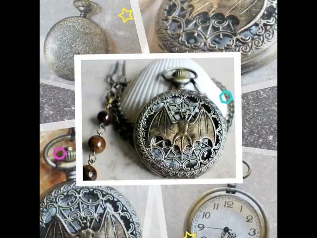 Bat battery operated pocket watch in bronze.