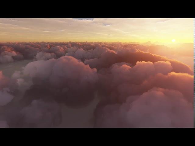 Morning Sunrise South Pole Flying Between 2 Layers of Cloud, no sound