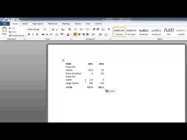 How to Convert an Excel 2010 spreadsheet to a word document