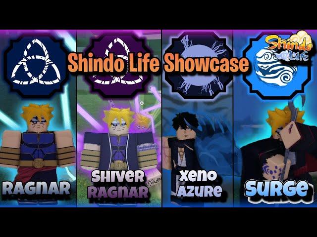 Ragnar, Shiver Ragnar, Xeno Azure, and Surge Shindo Life Showcase