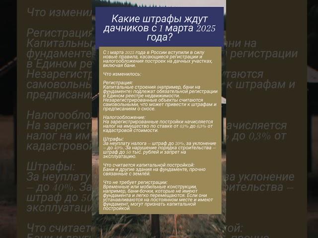 Какие штрафы ждут дачников с 1 марта 2025 года?
