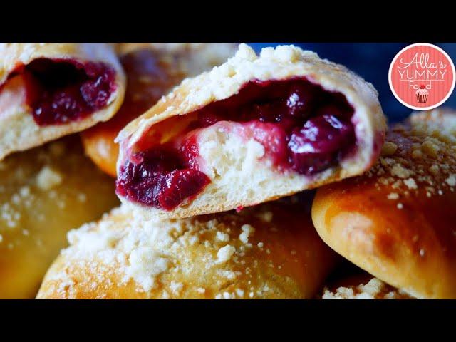 Cherry Piroshki Recipe (Russian Pastry Buns) | Sweet Buns