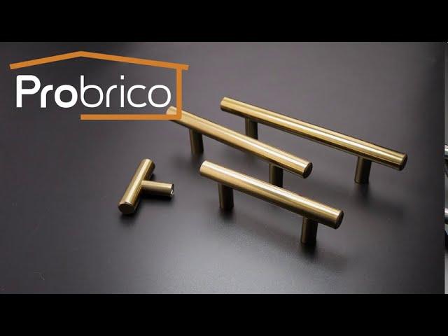 Probrico Stainless Steel Kitchen Hardware Brushed Brass Finish Cabinet Handles and Knobs