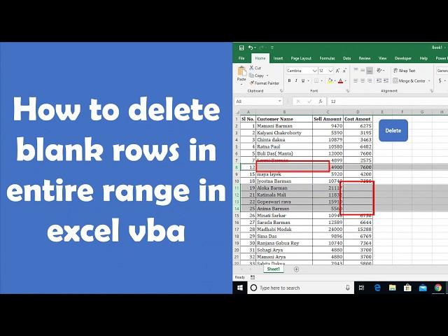 How to Delete Blank row from selected range in Excel VBA || Remove Blank rows