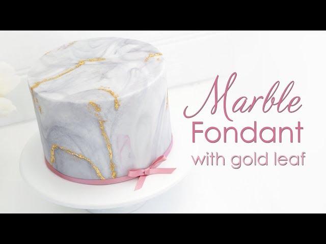 Marble Effect Fondant / Sugarpaste Cake Decorating Techniques Tutorial - with Edible Gold Leaf