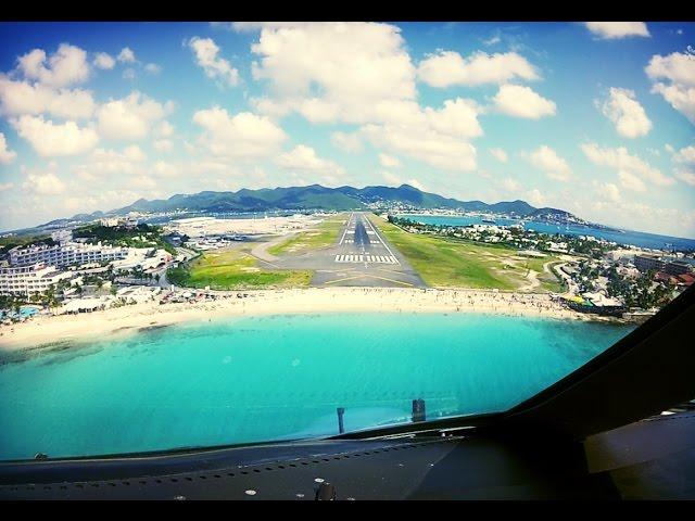 Cockpit Landing at St-Maarten (SXM) Netherlands Antilles (Pilot's View)