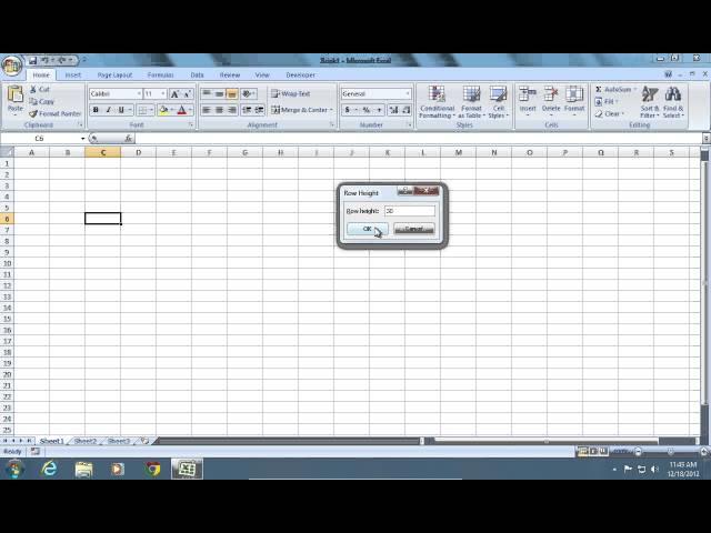 How to change Excel 2007 Cell Size