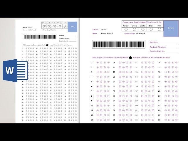 How to make a Bubble Answer Sheet in Microsoft Word 2019