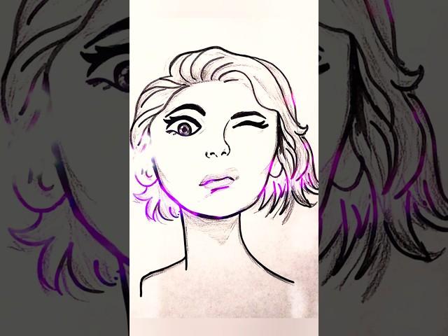how to draw simple hyper realistic drawing, #art #girl #drawingtutorial
