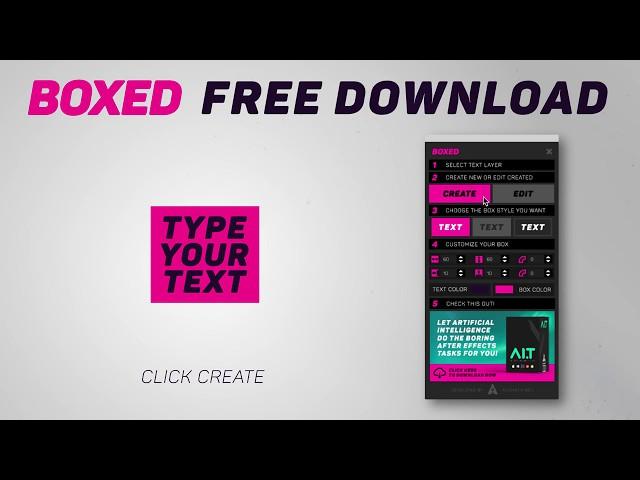 BOXED - FREE DOWNLOAD - After Effects Self Resizable Text Boxes Script